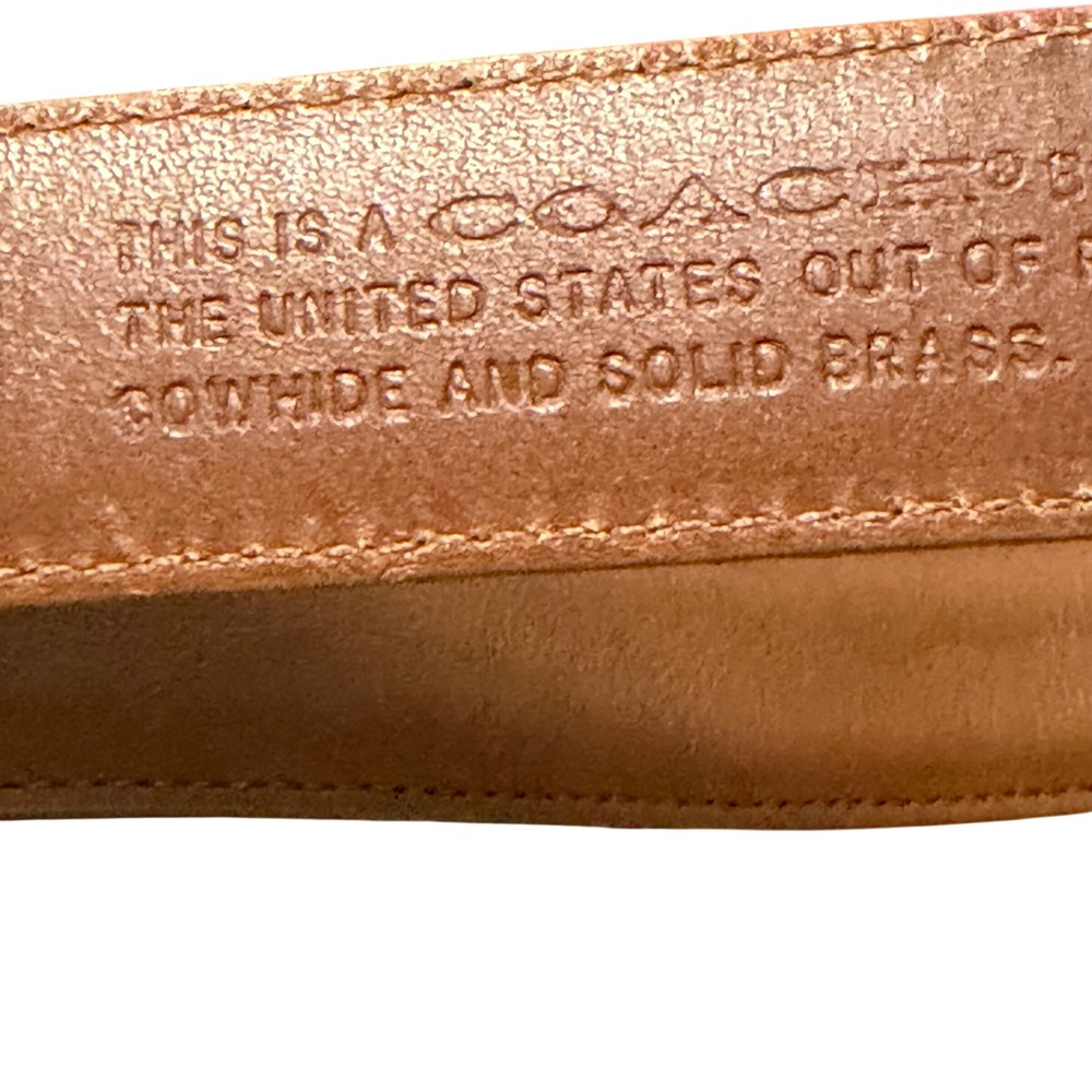 Coach Vintage Brown Leather Belt Gold Brass Buckle Large NWT - Picture 9 of 14